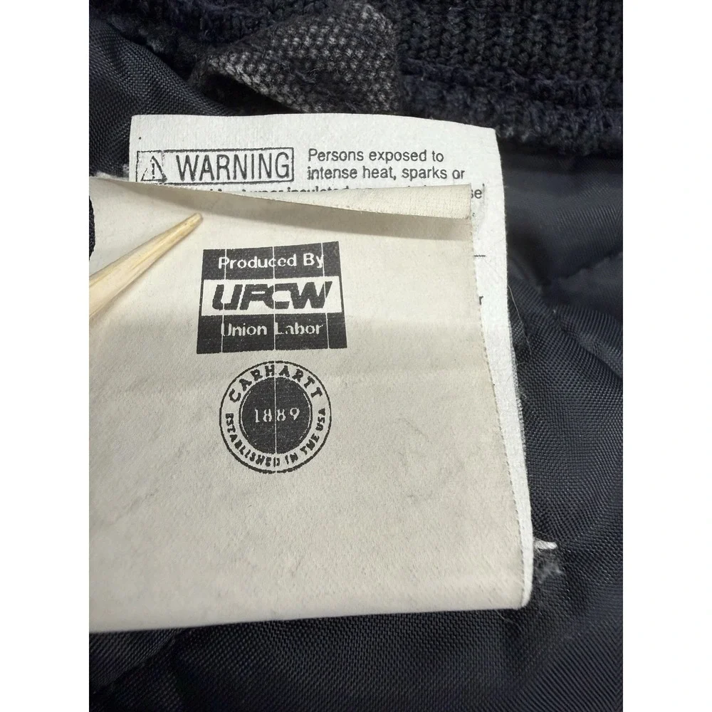 Vintage Carhartt Men's XL Black Vest Canvas Jacket Quilt Lined USA Union Stamp